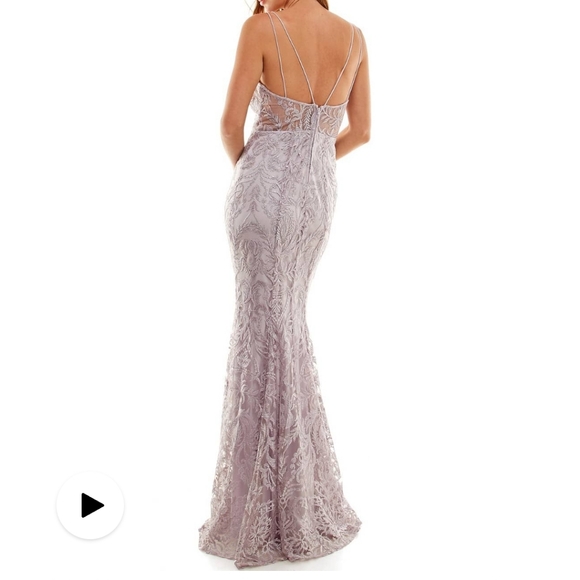 Speechless Juniors Lavender Embroidered V-Neck Illusion Prom Gown Dress Size 13 - Picture 3 of 12